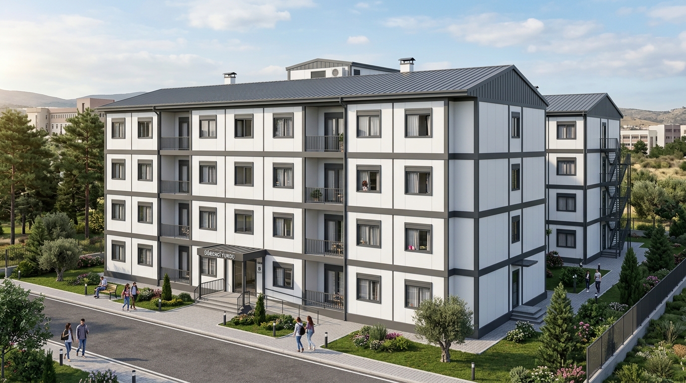 600 m² İki Katlı Prefabrik Yatakhane